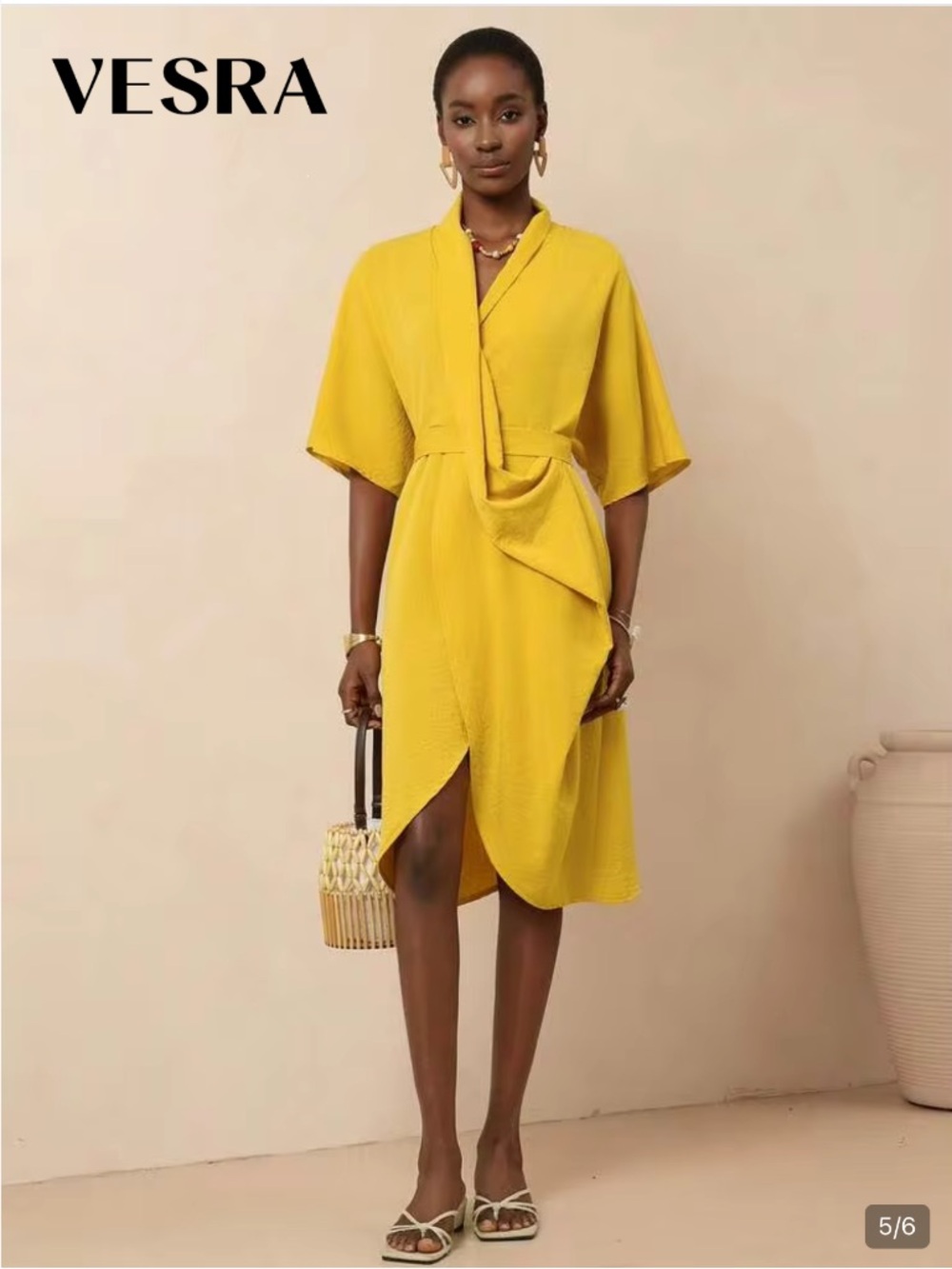SHEIN Mustard Yellow Kimono Dress